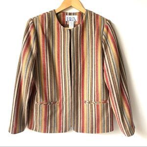 Vintage Fall Colors Stripe Wool Blend Suit Jacket